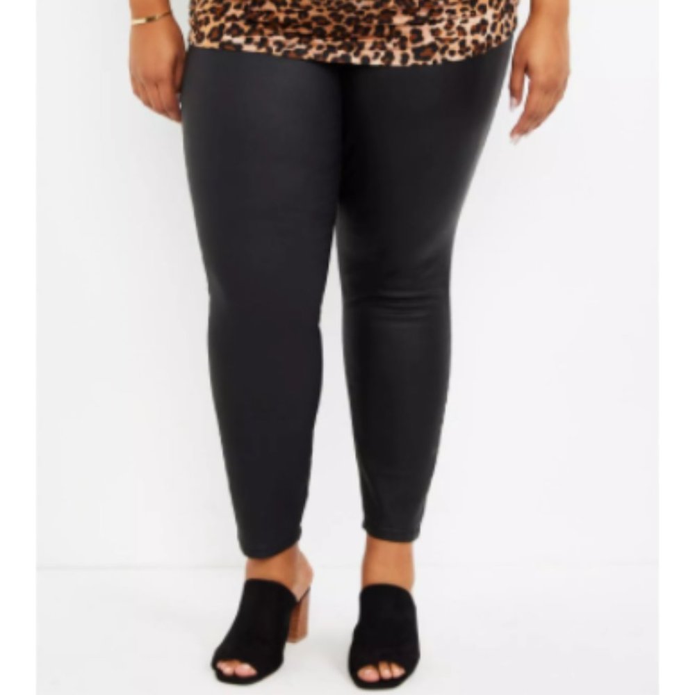 Motherhood Plus Size Indigo Blue Coated Skinny Leg Ankle Pant Black 2X